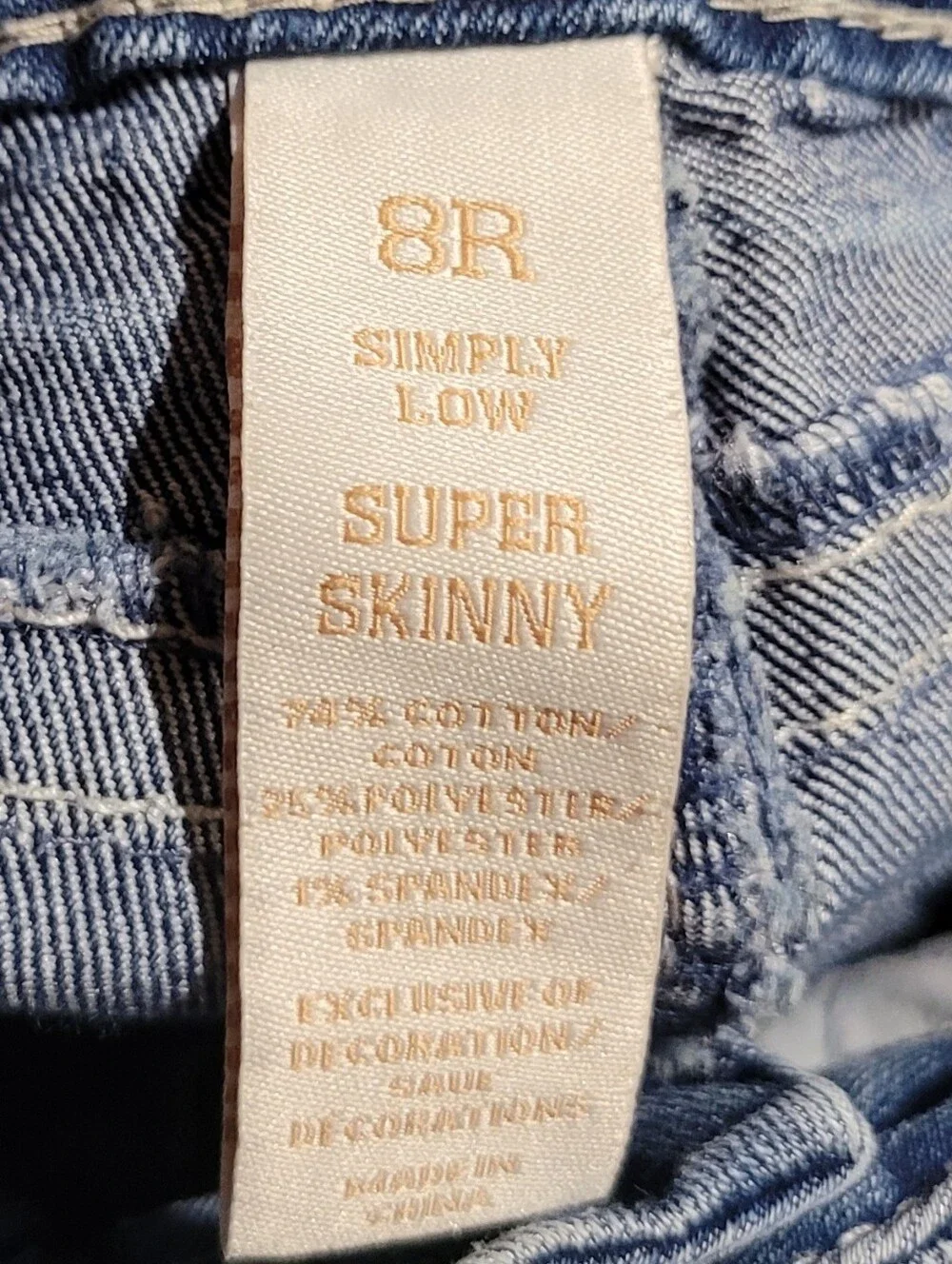 Justice Premium Jeans Super Skinny Girls Size 8 Simply Low Decorated Pockets!